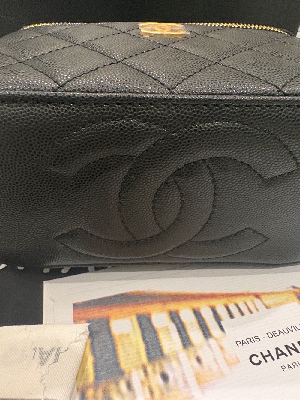 NWT CHANEL Black Quilted Mini Vanity Bag Gold Chain Handle/Crossbody VIP gift - Picture 2 of 7